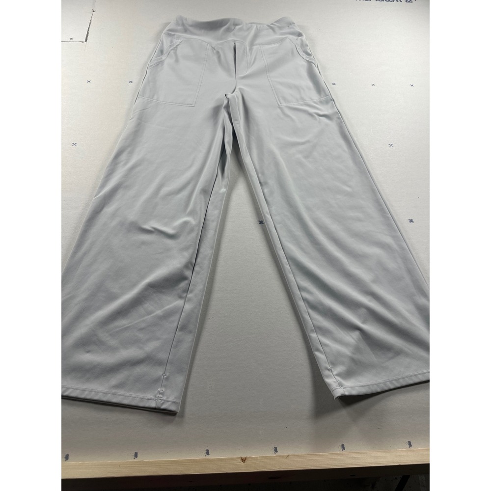 G4Free Women Light Gray Wide Leg Yoga Pants High Waisted Pockets Size M 21008